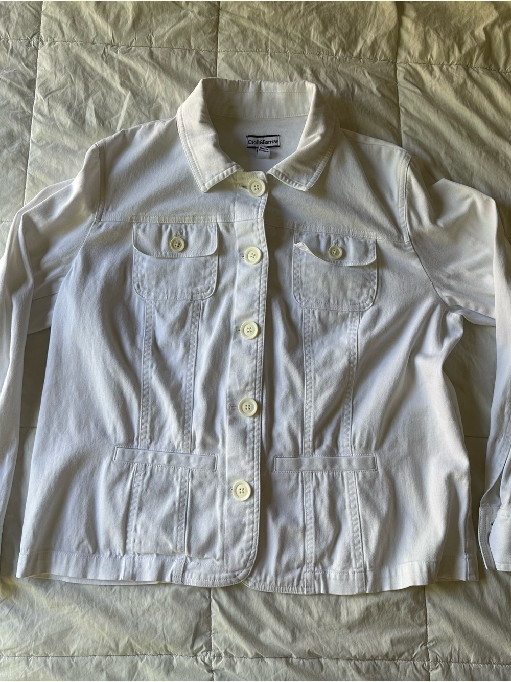 croft & barrow White Button-Front Jean Jacket